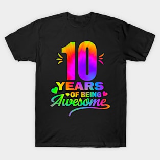 10th Birdthay Gift Idea Tie-Dye For kids T-Shirt